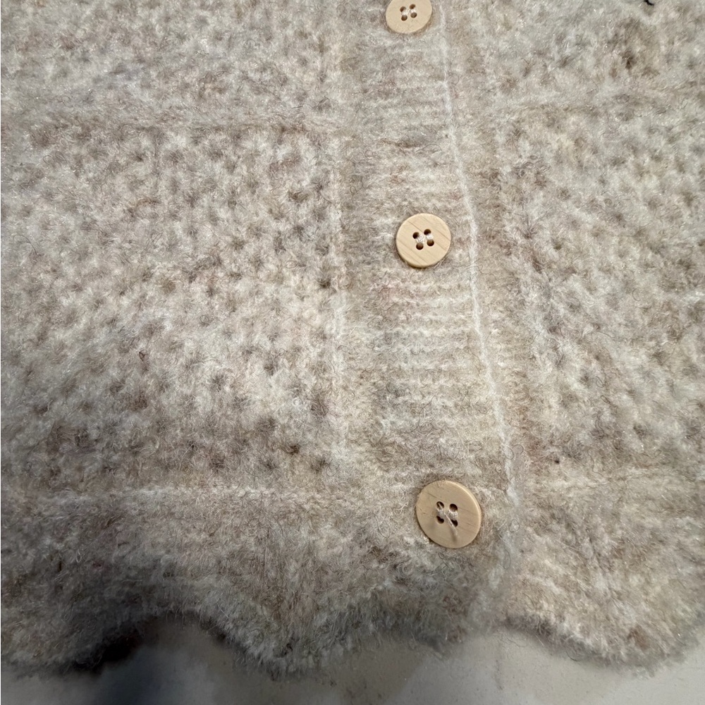 Women's Cream Fuzzy Knit Tank Top with Button Detail - Picture 4 of 6